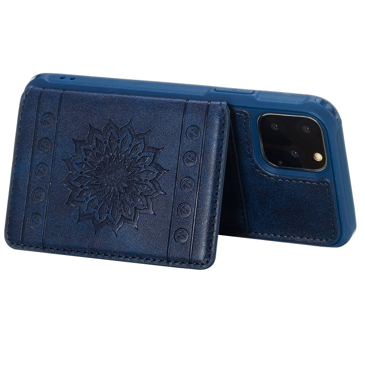 For iPhone 11 Pro Sunflower Embossing Pattern PU + TPU Case with Holder & Card Slots & Photo Frame & Lanyard
