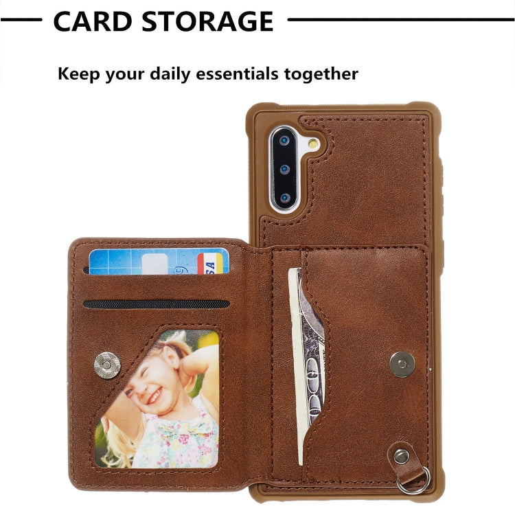 For Galaxy Note10 Sunflower Embossing Pattern PU + TPU Case with Holder & Card Slots & Photo Frame & Lanyard