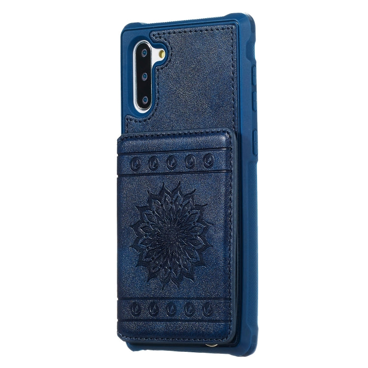 For Galaxy Note10 Sunflower Embossing Pattern PU + TPU Case with Holder & Card Slots & Photo Frame & Lanyard