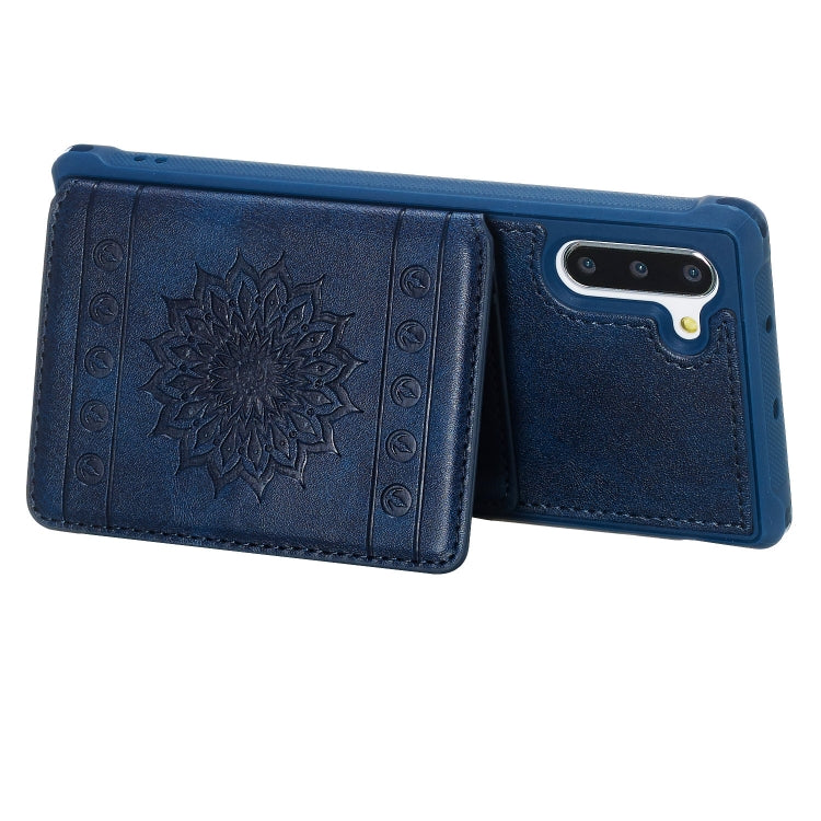 For Galaxy Note10 Sunflower Embossing Pattern PU + TPU Case with Holder & Card Slots & Photo Frame & Lanyard