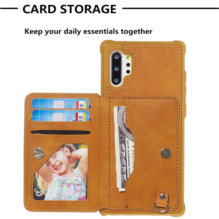 For Galaxy Note10+ Sunflower Embossing Pattern PU + TPU Case with Holder & Card Slots & Photo Frame & Lanyard