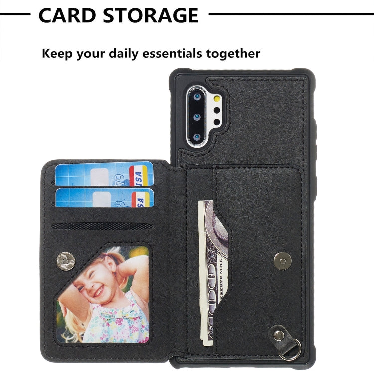 For Galaxy Note10+ Sunflower Embossing Pattern PU + TPU Case with Holder & Card Slots & Photo Frame & Lanyard