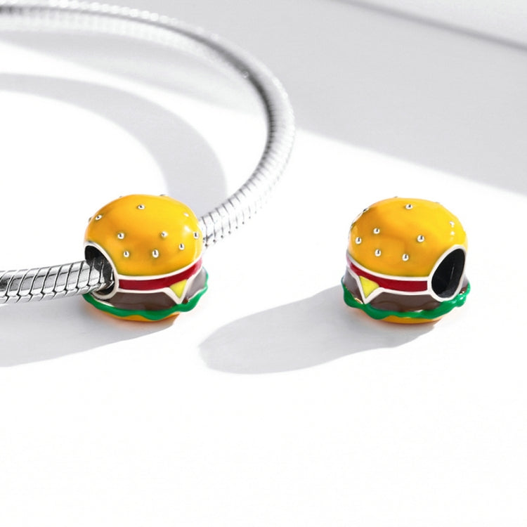S925 Sterling Silver Delicious Burger Beads DIY Bracelet Necklace Accessories