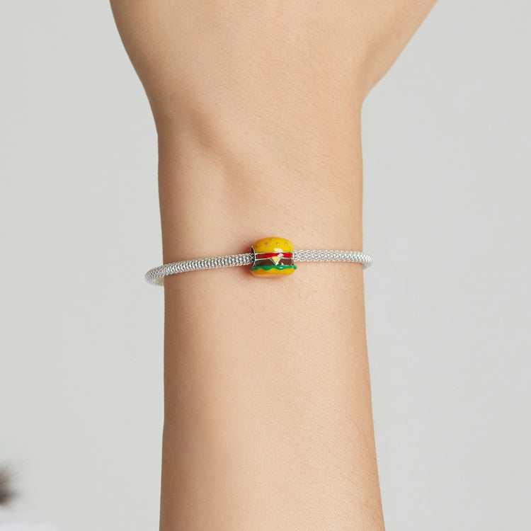 S925 Sterling Silver Delicious Burger Beads DIY Bracelet Necklace Accessories