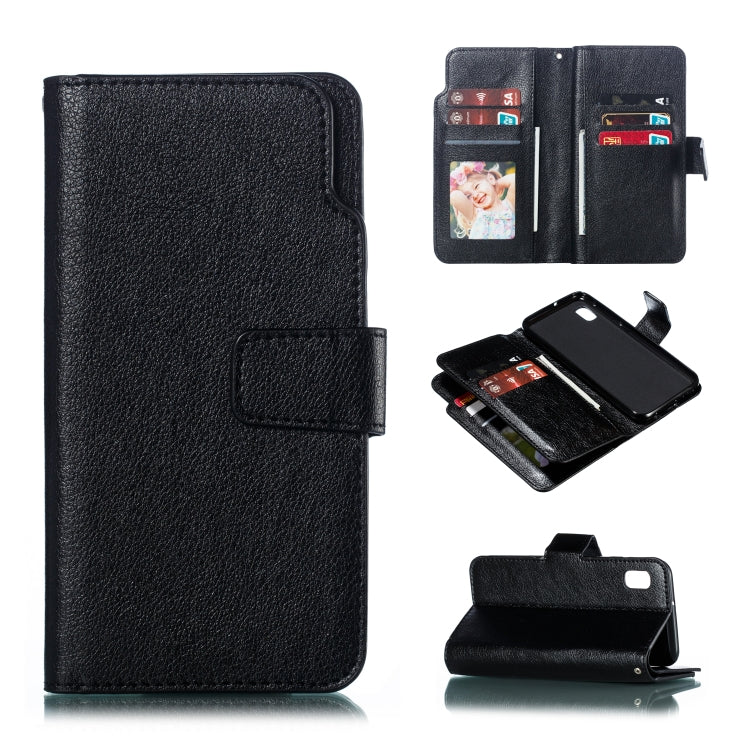 For Galaxy A10e Litchi Texture Horizontal Flip Leather Case, with Nine Card Slots & Wallet & Photo Frame