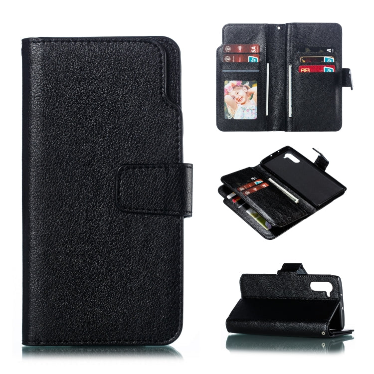 For Galaxy Note 10 Litchi Texture Horizontal Flip Leather Case, with Nine Card Slots & Wallet & Photo Frame