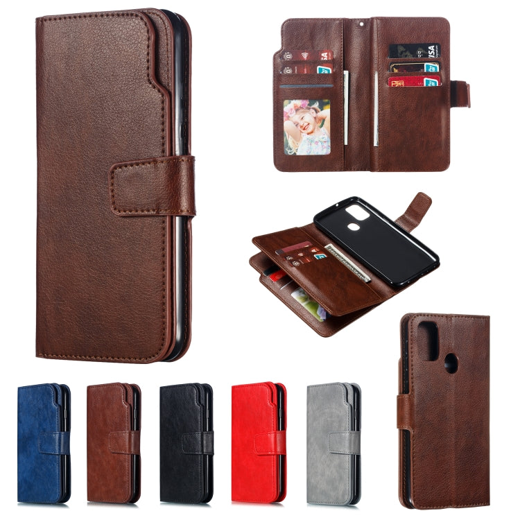 For Galaxy M30s Litchi Texture Horizontal Flip Leather Case, with Nine Card Slots & Wallet & Photo Frame