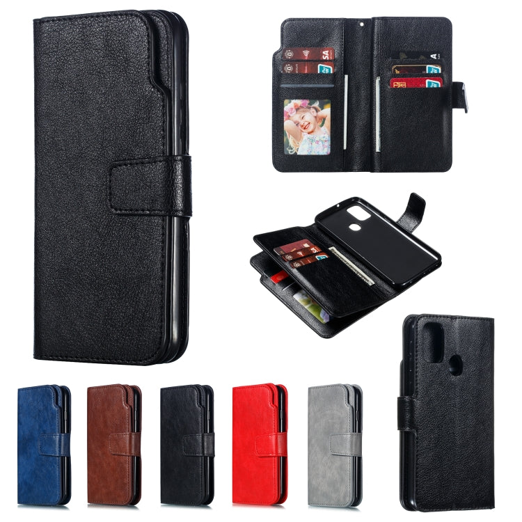 For Galaxy M30s Litchi Texture Horizontal Flip Leather Case, with Nine Card Slots & Wallet & Photo Frame