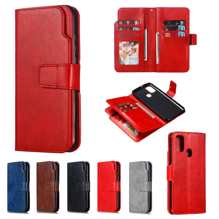 For Galaxy M30s Litchi Texture Horizontal Flip Leather Case, with Nine Card Slots & Wallet & Photo Frame