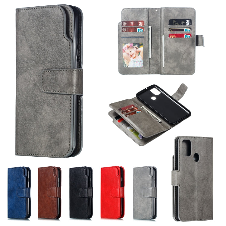 For Galaxy M30s Litchi Texture Horizontal Flip Leather Case, with Nine Card Slots & Wallet & Photo Frame