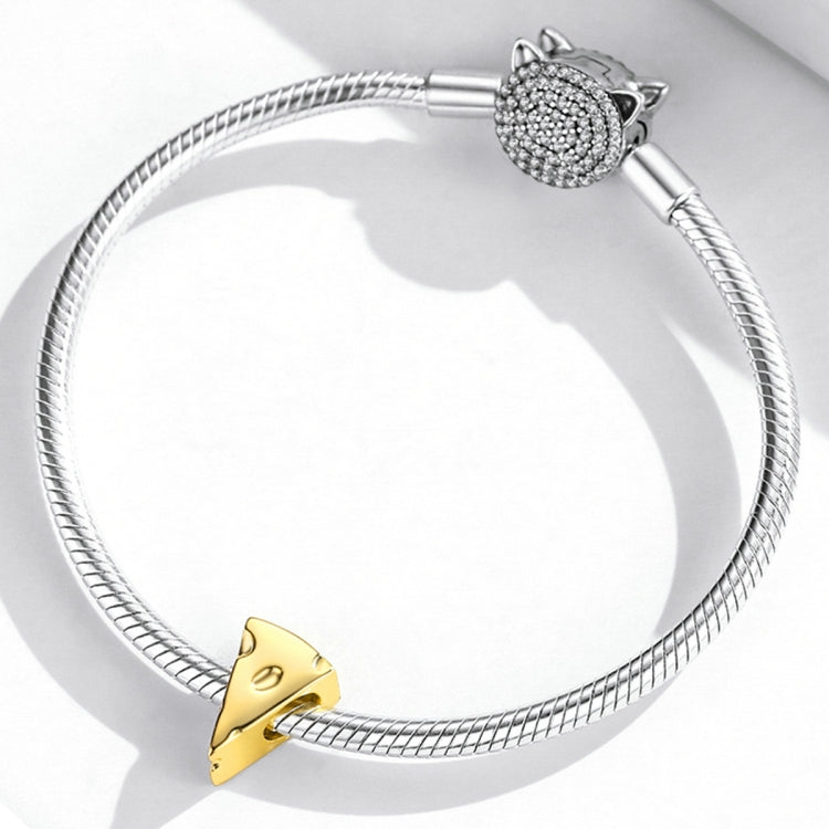 S925 Sterling Silver Golden Cheese Beads DIY Bracelet Necklace Accessories