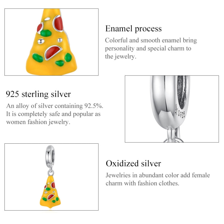 S925 Sterling Silver Delicious Pizza Beads DIY Bracelet Necklace Accessories