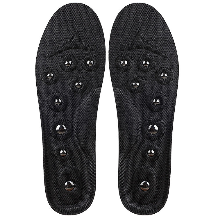 4 PCS 027 Magnetic Massage Insoles Sweat-absorbent Breathable Arch Support Full Shoe Pads, Size:S (35-41)(Black)