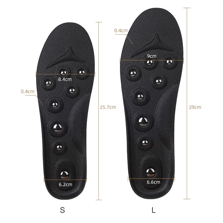 4 PCS 027 Magnetic Massage Insoles Sweat-absorbent Breathable Arch Support Full Shoe Pads, Size:S (35-41)(Black)