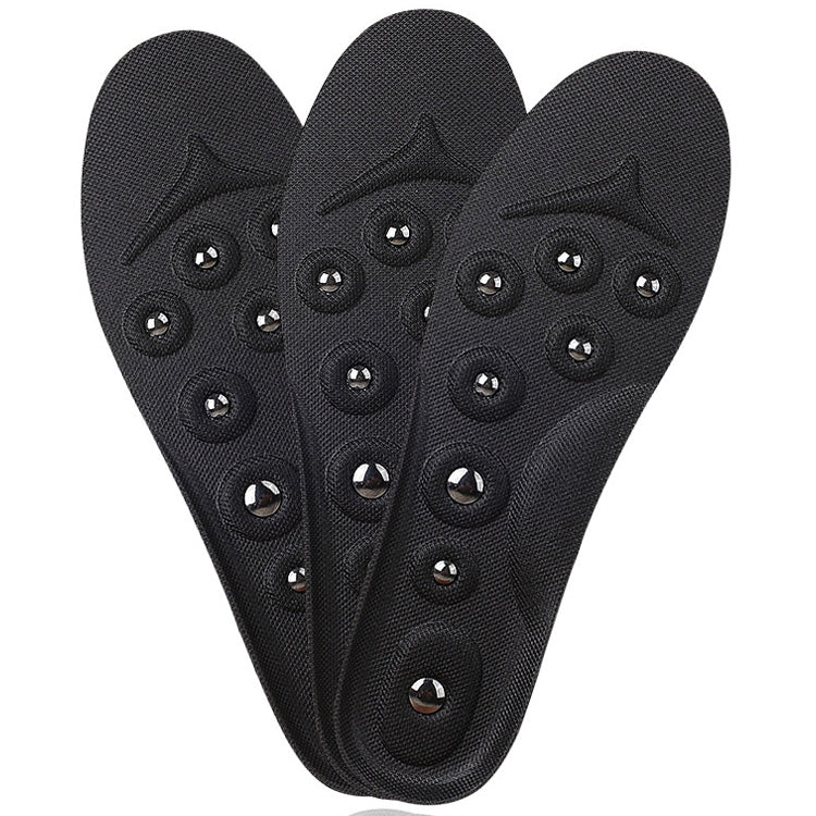 4 PCS 027 Magnetic Massage Insoles Sweat-absorbent Breathable Arch Support Full Shoe Pads, Size:L (42-48)(Black)
