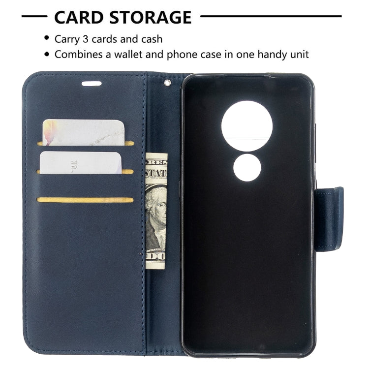 For Nokia 6.2 / 7.2 Lambskin Texture Pure Color Horizontal Flip PU Leather Case with Holder & Card Slots & Wallet & Lanyard