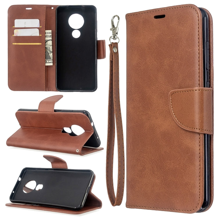 For Nokia 6.2 / 7.2 Lambskin Texture Pure Color Horizontal Flip PU Leather Case with Holder & Card Slots & Wallet & Lanyard