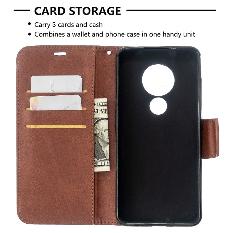 For Nokia 6.2 / 7.2 Lambskin Texture Pure Color Horizontal Flip PU Leather Case with Holder & Card Slots & Wallet & Lanyard