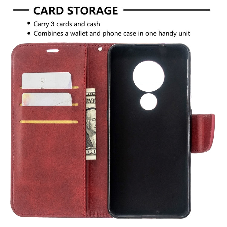 For Nokia 6.2 / 7.2 Lambskin Texture Pure Color Horizontal Flip PU Leather Case with Holder & Card Slots & Wallet & Lanyard