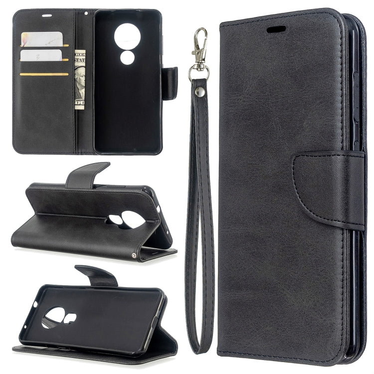 For Nokia 6.2 / 7.2 Lambskin Texture Pure Color Horizontal Flip PU Leather Case with Holder & Card Slots & Wallet & Lanyard