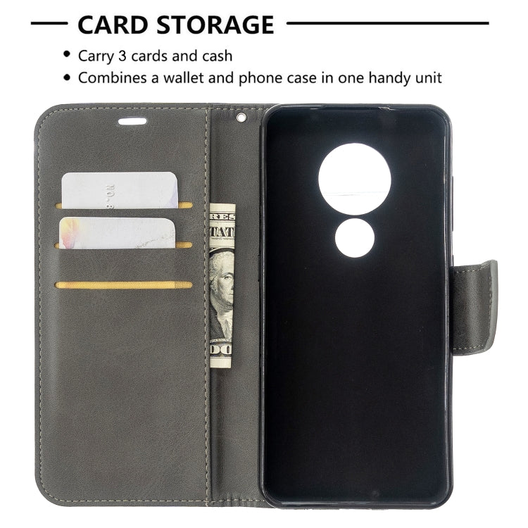 For Nokia 6.2 / 7.2 Lambskin Texture Pure Color Horizontal Flip PU Leather Case with Holder & Card Slots & Wallet & Lanyard