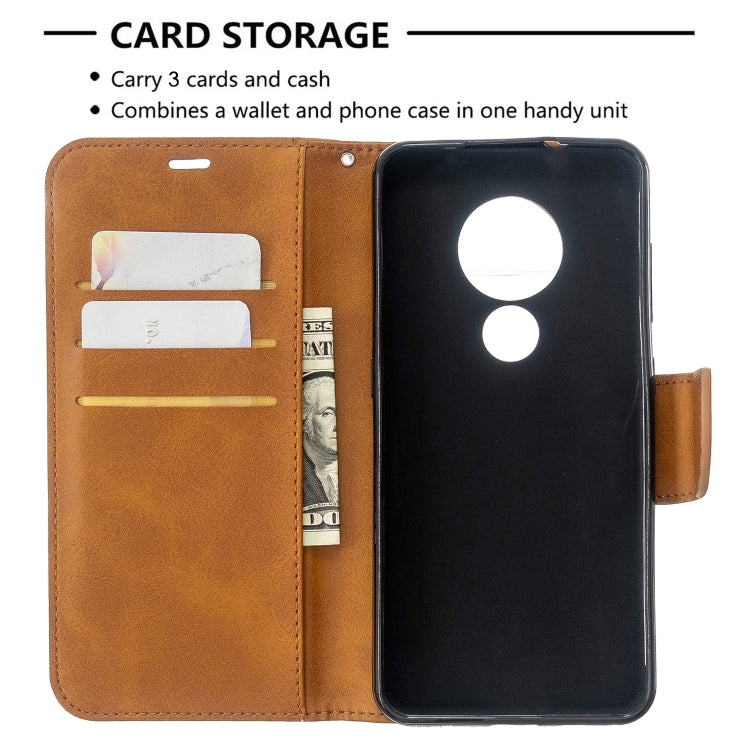 For Nokia 6.2 / 7.2 Lambskin Texture Pure Color Horizontal Flip PU Leather Case with Holder & Card Slots & Wallet & Lanyard