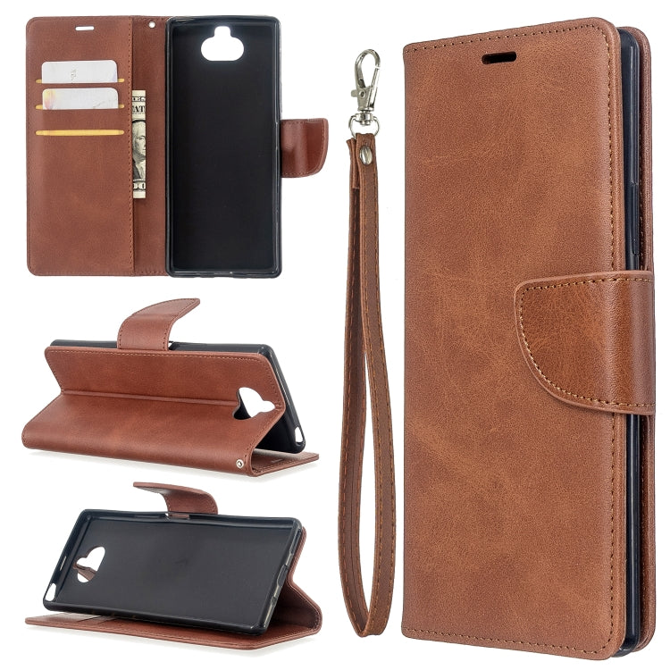 For Sony Xperia 20 Lambskin Texture Pure Color Horizontal Flip PU Leather Case with Holder & Card Slots & Wallet & Lanyard