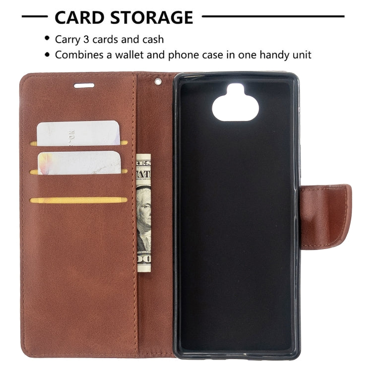 For Sony Xperia 20 Lambskin Texture Pure Color Horizontal Flip PU Leather Case with Holder & Card Slots & Wallet & Lanyard