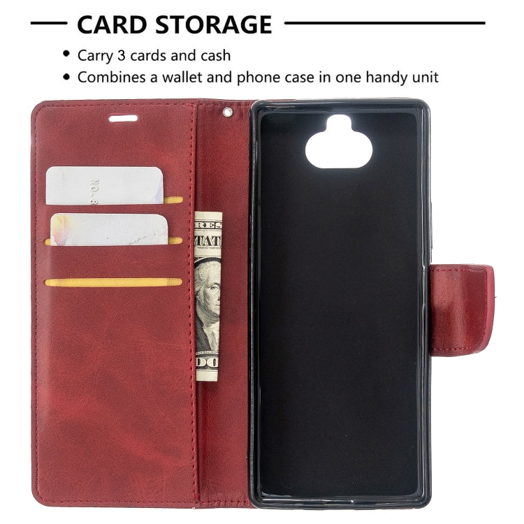 For Sony Xperia 20 Lambskin Texture Pure Color Horizontal Flip PU Leather Case with Holder & Card Slots & Wallet & Lanyard