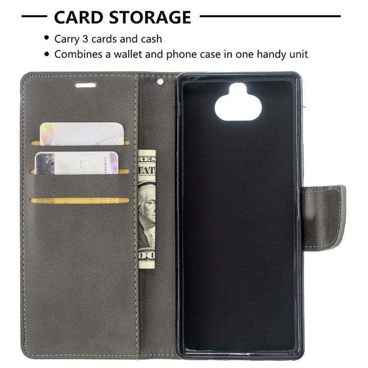For Sony Xperia 20 Lambskin Texture Pure Color Horizontal Flip PU Leather Case with Holder & Card Slots & Wallet & Lanyard