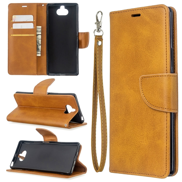 For Sony Xperia 20 Lambskin Texture Pure Color Horizontal Flip PU Leather Case with Holder & Card Slots & Wallet & Lanyard