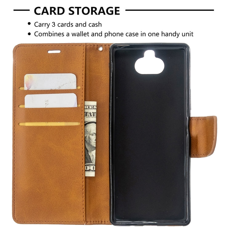 For Sony Xperia 20 Lambskin Texture Pure Color Horizontal Flip PU Leather Case with Holder & Card Slots & Wallet & Lanyard