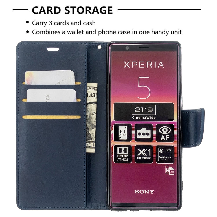 For Sony Xperia5 / XZ5 Lambskin Texture Pure Color Horizontal Flip PU Leather Case with Holder & Card Slots & Wallet & Lanyard