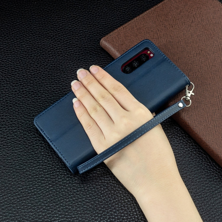 For Sony Xperia5 / XZ5 Lambskin Texture Pure Color Horizontal Flip PU Leather Case with Holder & Card Slots & Wallet & Lanyard