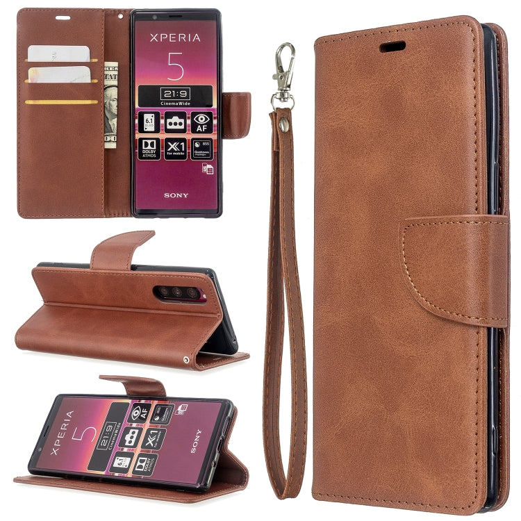 For Sony Xperia5 / XZ5 Lambskin Texture Pure Color Horizontal Flip PU Leather Case with Holder & Card Slots & Wallet & Lanyard