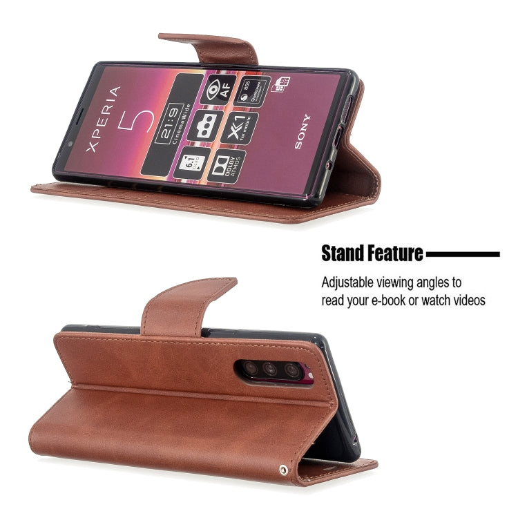 For Sony Xperia5 / XZ5 Lambskin Texture Pure Color Horizontal Flip PU Leather Case with Holder & Card Slots & Wallet & Lanyard