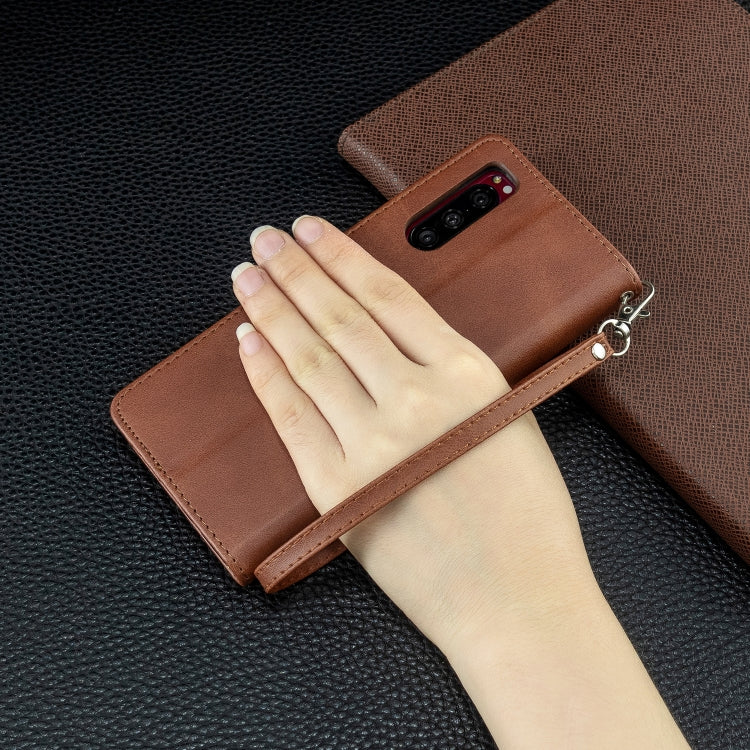 For Sony Xperia5 / XZ5 Lambskin Texture Pure Color Horizontal Flip PU Leather Case with Holder & Card Slots & Wallet & Lanyard