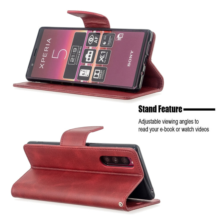 For Sony Xperia5 / XZ5 Lambskin Texture Pure Color Horizontal Flip PU Leather Case with Holder & Card Slots & Wallet & Lanyard