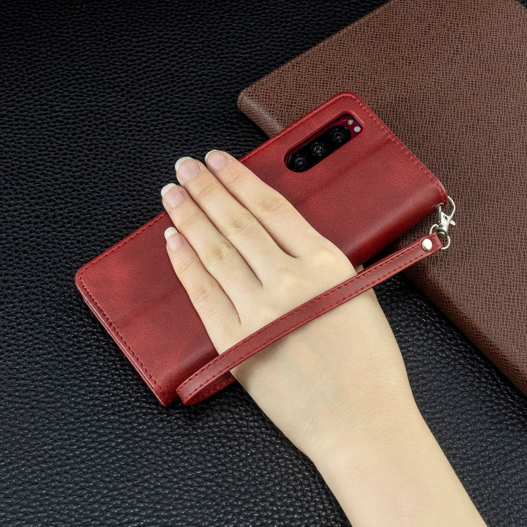 For Sony Xperia5 / XZ5 Lambskin Texture Pure Color Horizontal Flip PU Leather Case with Holder & Card Slots & Wallet & Lanyard