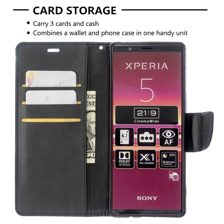 For Sony Xperia5 / XZ5 Lambskin Texture Pure Color Horizontal Flip PU Leather Case with Holder & Card Slots & Wallet & Lanyard