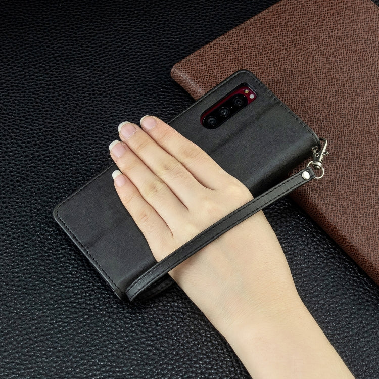 For Sony Xperia5 / XZ5 Lambskin Texture Pure Color Horizontal Flip PU Leather Case with Holder & Card Slots & Wallet & Lanyard