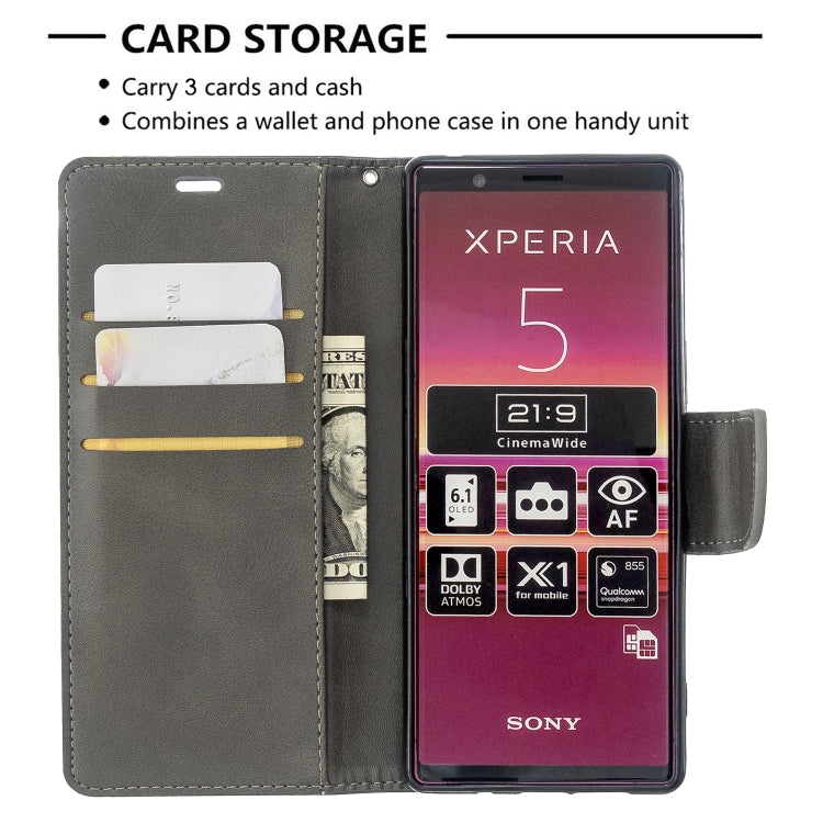 For Sony Xperia5 / XZ5 Lambskin Texture Pure Color Horizontal Flip PU Leather Case with Holder & Card Slots & Wallet & Lanyard
