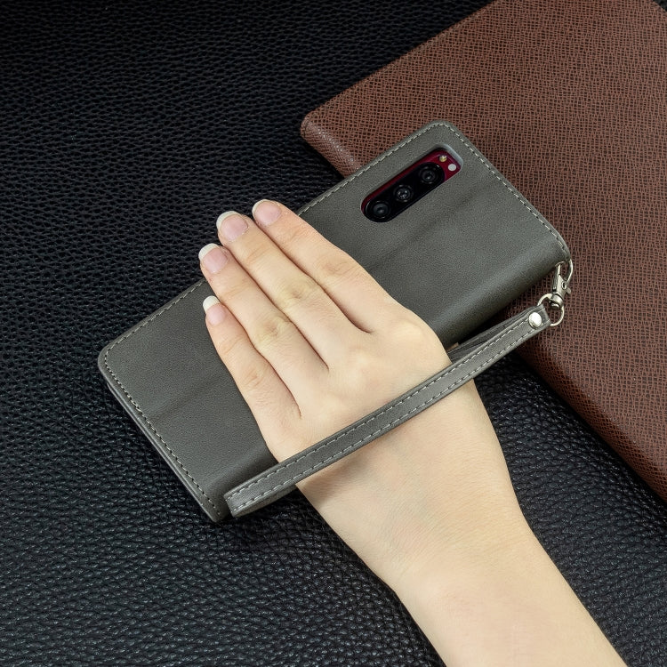 For Sony Xperia5 / XZ5 Lambskin Texture Pure Color Horizontal Flip PU Leather Case with Holder & Card Slots & Wallet & Lanyard