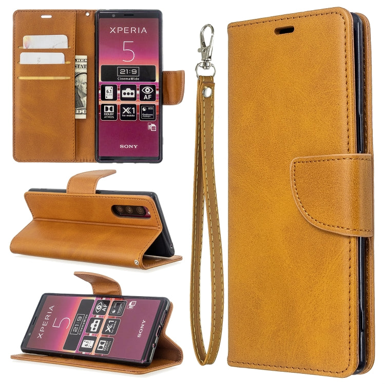 For Sony Xperia5 / XZ5 Lambskin Texture Pure Color Horizontal Flip PU Leather Case with Holder & Card Slots & Wallet & Lanyard