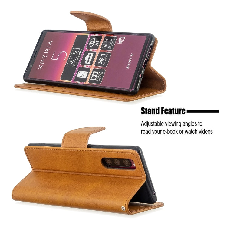 For Sony Xperia5 / XZ5 Lambskin Texture Pure Color Horizontal Flip PU Leather Case with Holder & Card Slots & Wallet & Lanyard