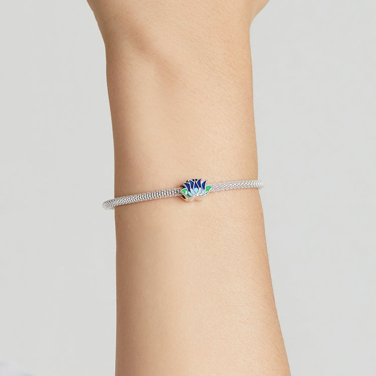S925 Sterling Silver Blue Lotus Beads DIY Bracelet Necklace Accessories