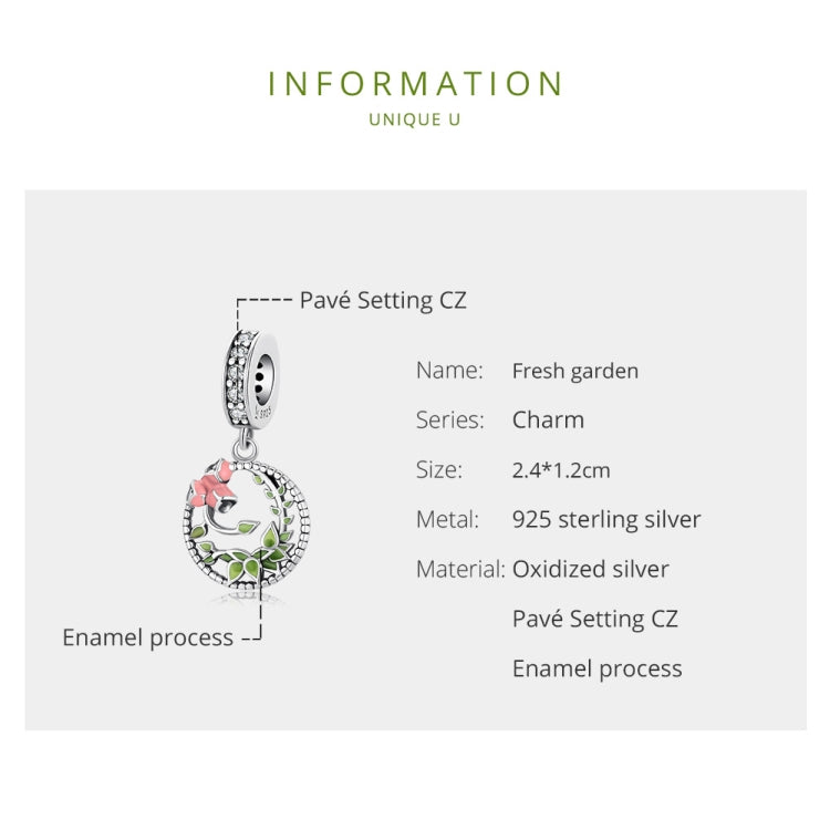 S925 Sterling Silver Fresh Garden Pendant DIY Bracelet Necklace Accessories