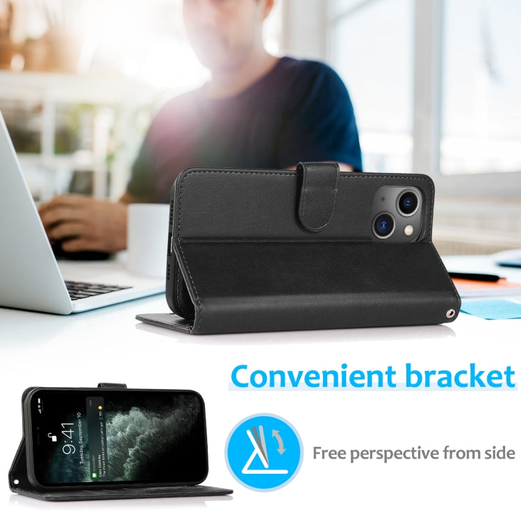 For iPhone 13 mini Calf Texture 2 in 1 Detachable Magnetic Back Cover Horizontal Flip Leather Case with Holder & Card Slots & Wallet & Photo Frame