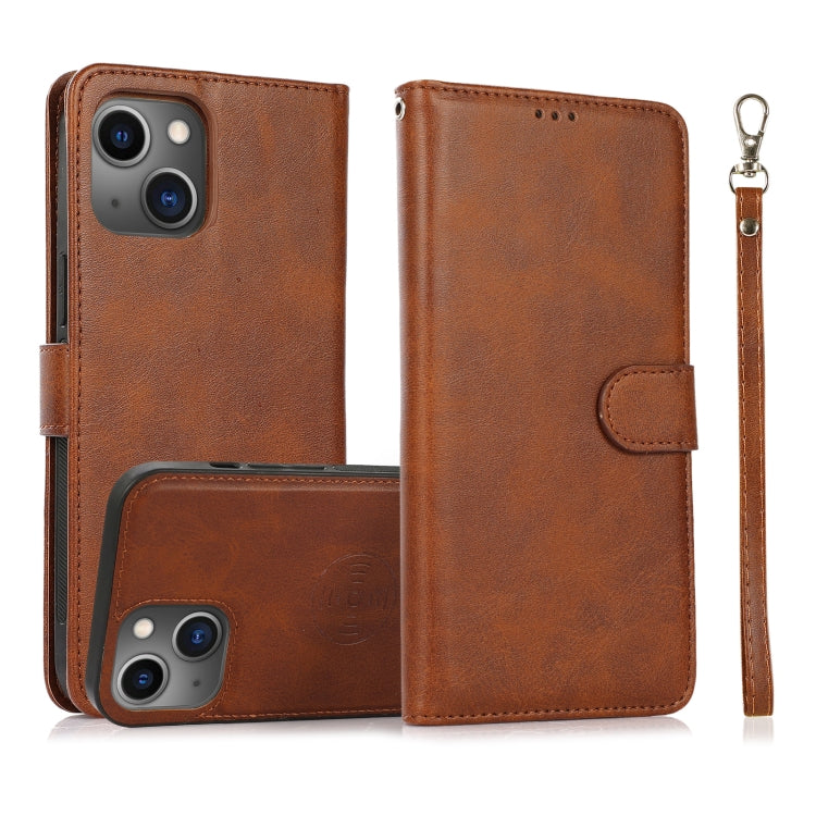 For iPhone 13 mini Calf Texture 2 in 1 Detachable Magnetic Back Cover Horizontal Flip Leather Case with Holder & Card Slots & Wallet & Photo Frame