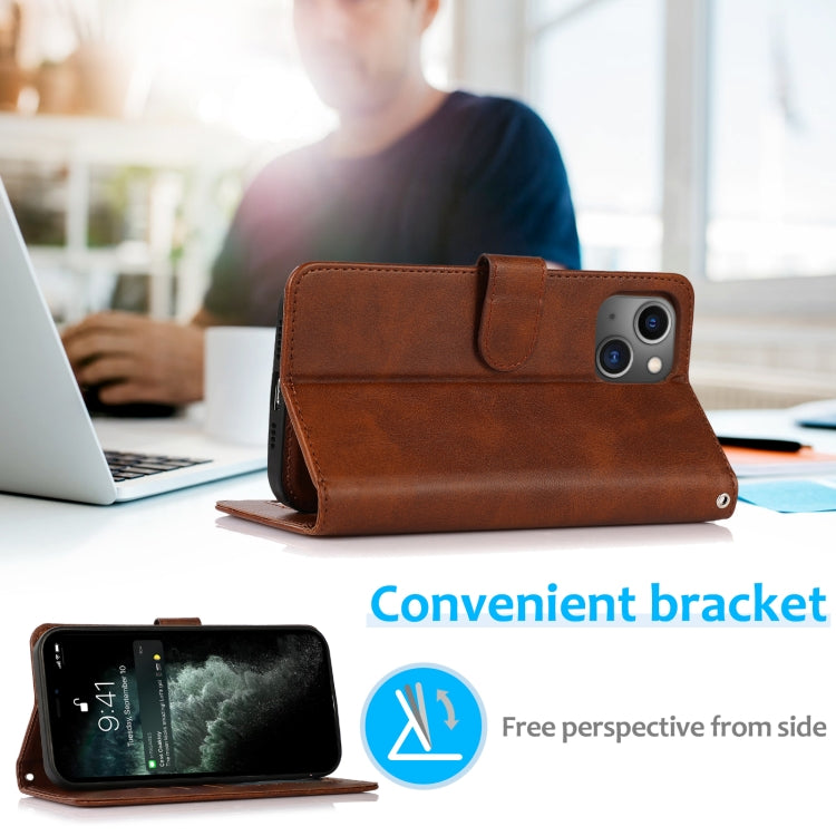 For iPhone 13 mini Calf Texture 2 in 1 Detachable Magnetic Back Cover Horizontal Flip Leather Case with Holder & Card Slots & Wallet & Photo Frame